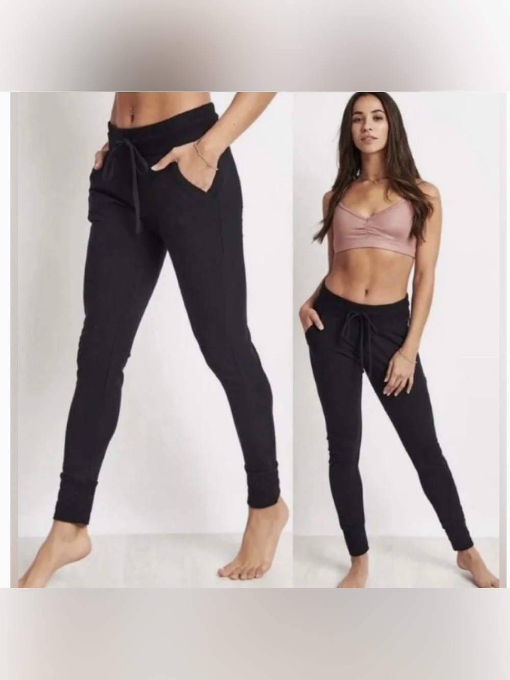 FP Movement by Free People Black Slim Athletic Yoga Joggers Drawstring NWOT Sz S